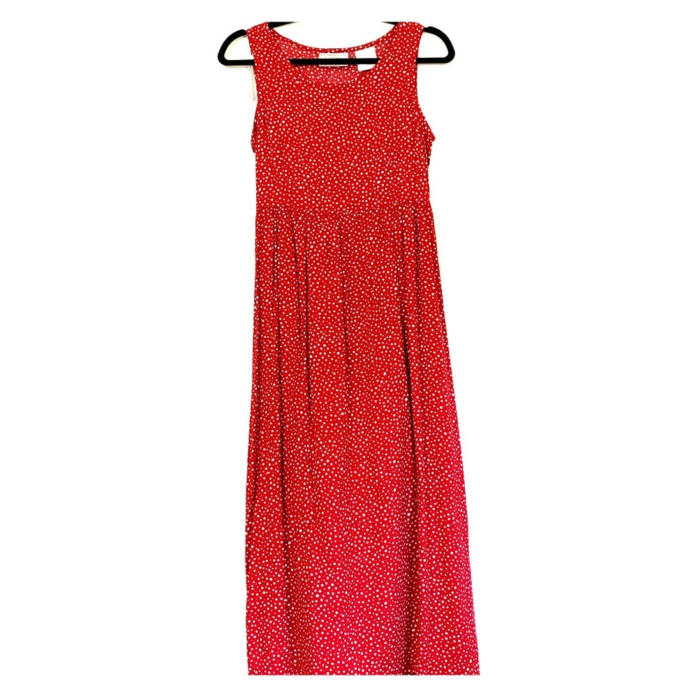 VTG Erika Studio Polka Dot Pleated Midi Dress